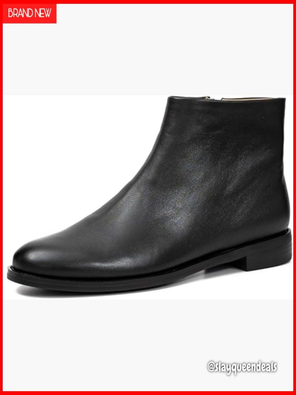 Leather Ankle Boots Minimalist Style 1 Inch Heel Non-Slip